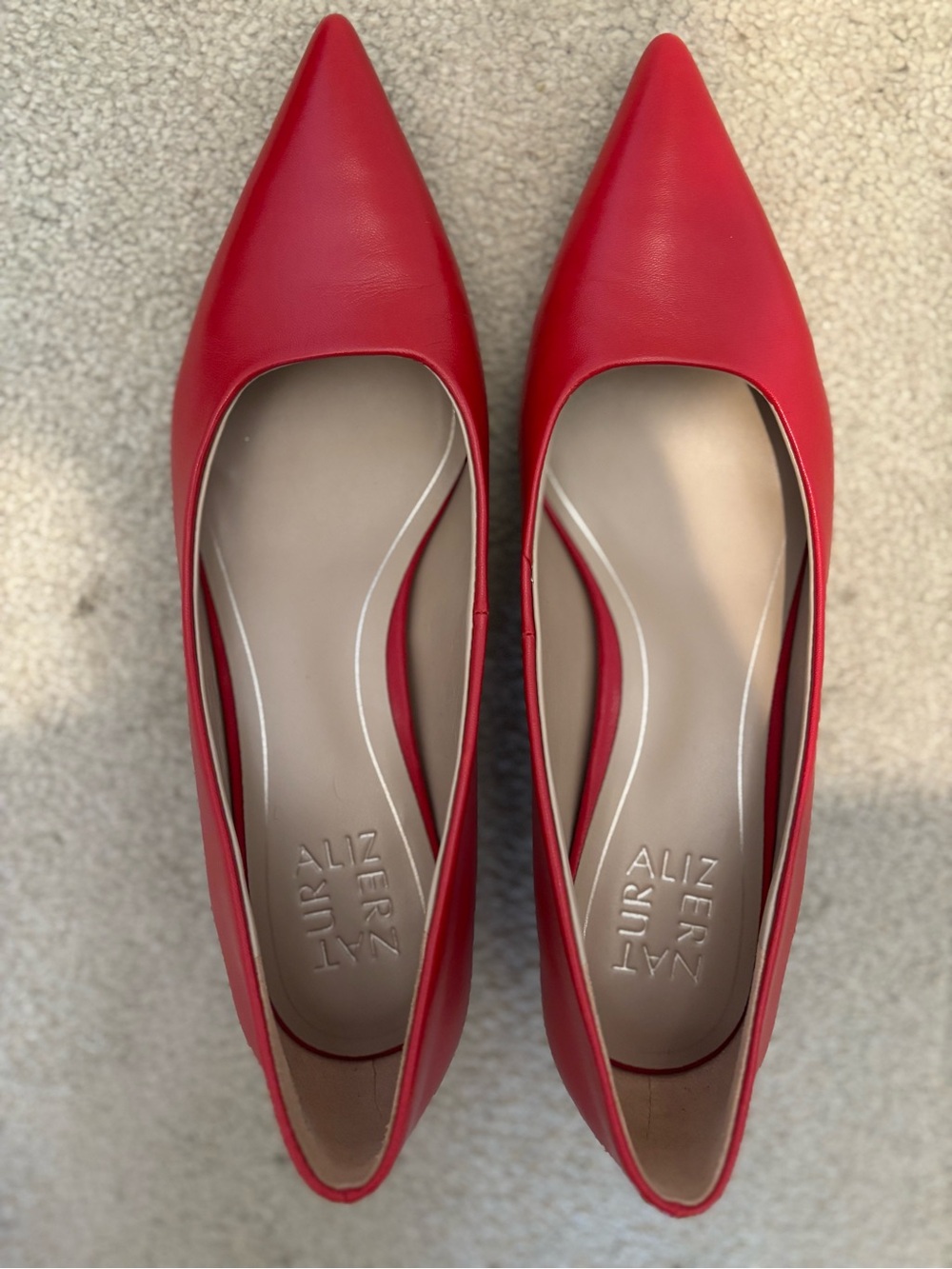 Naturalizer Natalia Cherry Red Pointed Toe Leather Dress Pumps Heels 7.5